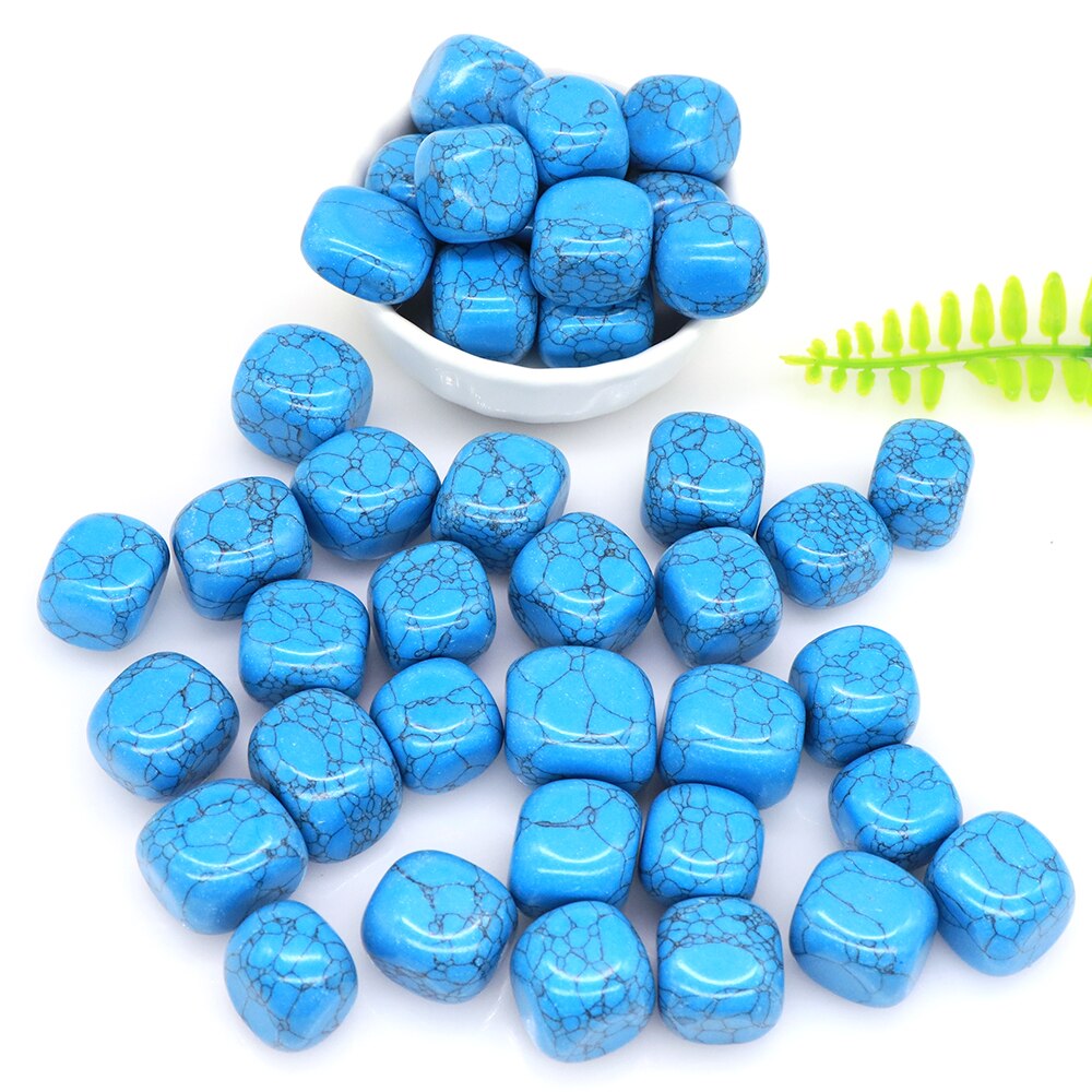 Natural Blue Turquoise Crystal Stone Gravel Specimen Square Polished Reiki Healing Gemstone for Aquarium Fish Tank Home Decor