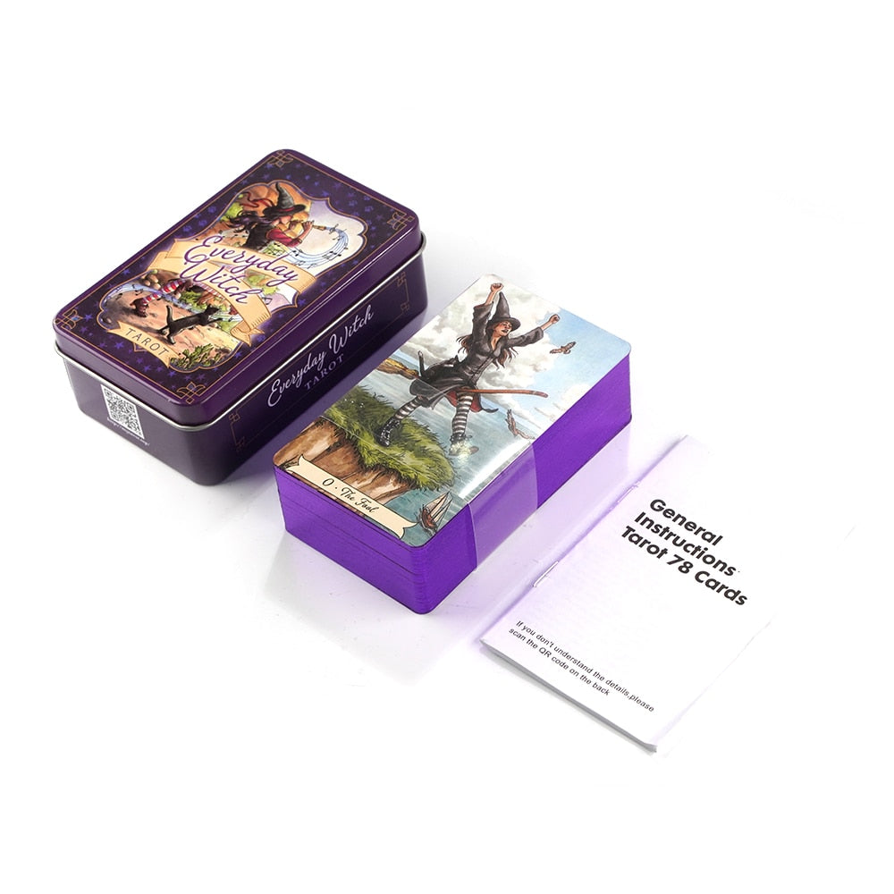 Everyday Witch Tarot Witches in a Tin Metal Box Gold-plated Edge Hot Sell Tarot Cards For Divination Tarot Deck Beautiful Packag