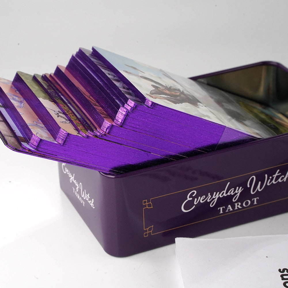 Everyday Witch Tarot Witches in a Tin Metal Box Gold-plated Edge Hot Sell Tarot Cards For Divination Tarot Deck Beautiful Packag