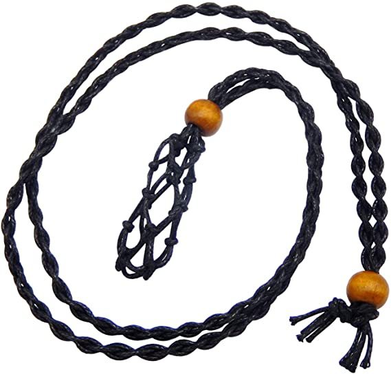 Adjustable Necklace Cord Empty Stone Holder Wax Rope DIY Necklace Natural Quartz Crystal Chakra Healing Stone Net Bag Pendant