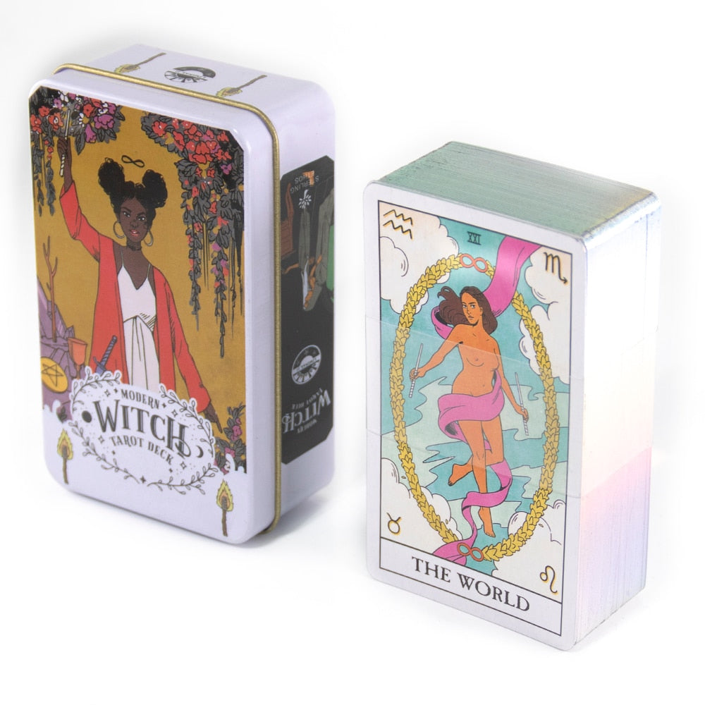Everyday Witch Tarot Witches in a Tin Metal Box Gold-plated Edge Hot Sell Tarot Cards For Divination Tarot Deck Beautiful Packag