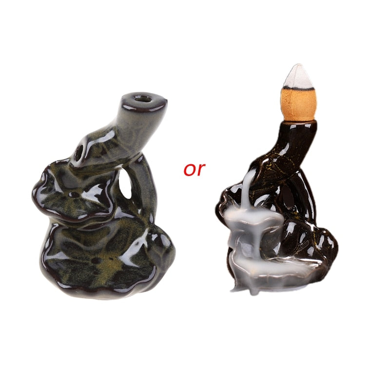 Waterfall Incense for Burner Ceramic Backflow Incense Holder Fountain Backflow Incense Cones for Home Office Decor Housewarming