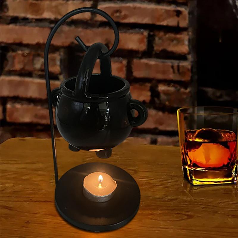 Hanging Cauldron Wax Burner Tealight Candle Holder Oil Burner Witches Witchcraft Home Yoga Room Meditation Decor Black Aroma