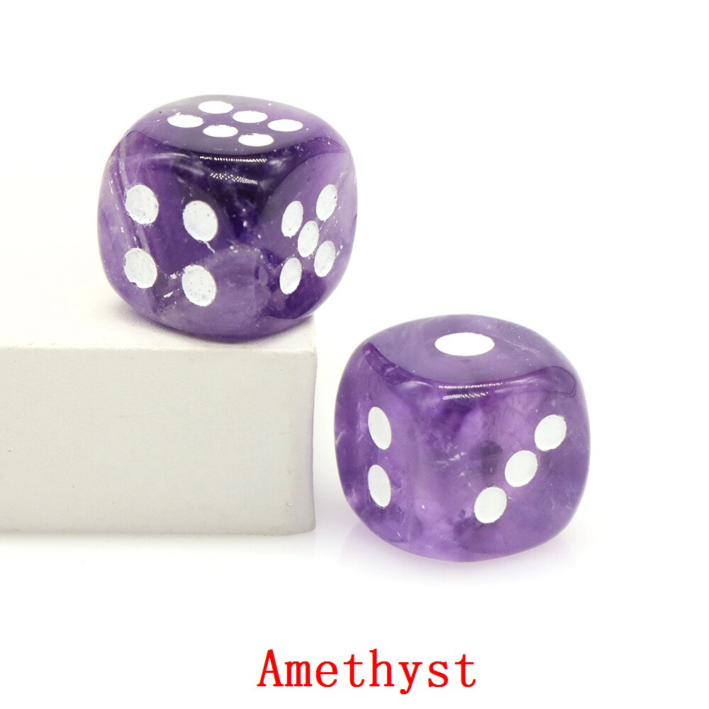 16mm Natural Crystals Stones Amethyst Rose Quartz D6 Playing Games Dice Set Opaque For Bar Pub Club Party Board Entertainment
