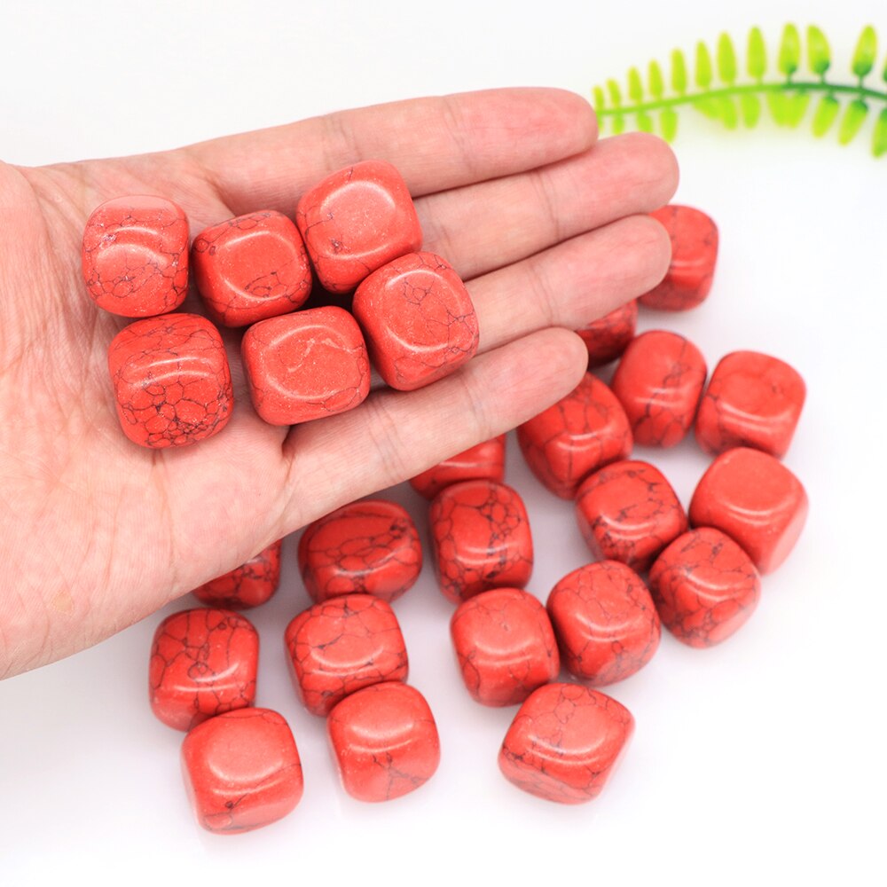 Natural Red Turquoise Crystal Stone Gravel Specimen Square Polished Reiki Healing Gemstone for Aquarium Fish Tank Home Gem Decor
