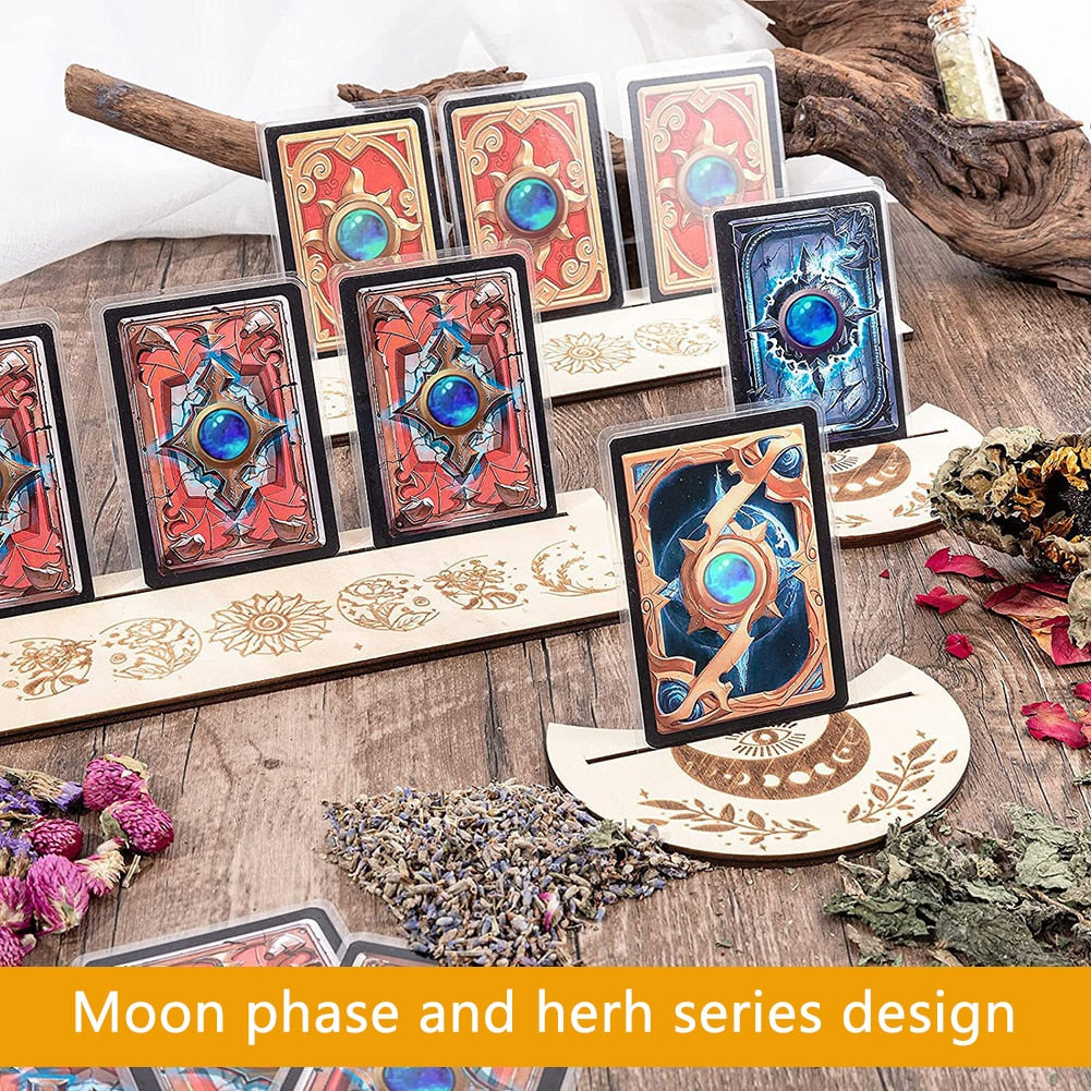 2pcs Wooden Tarot Card Stand Witch Divination Tool Display Rectangle Card Holder Altar Supplies Tarot Card Holder Stand Mount
