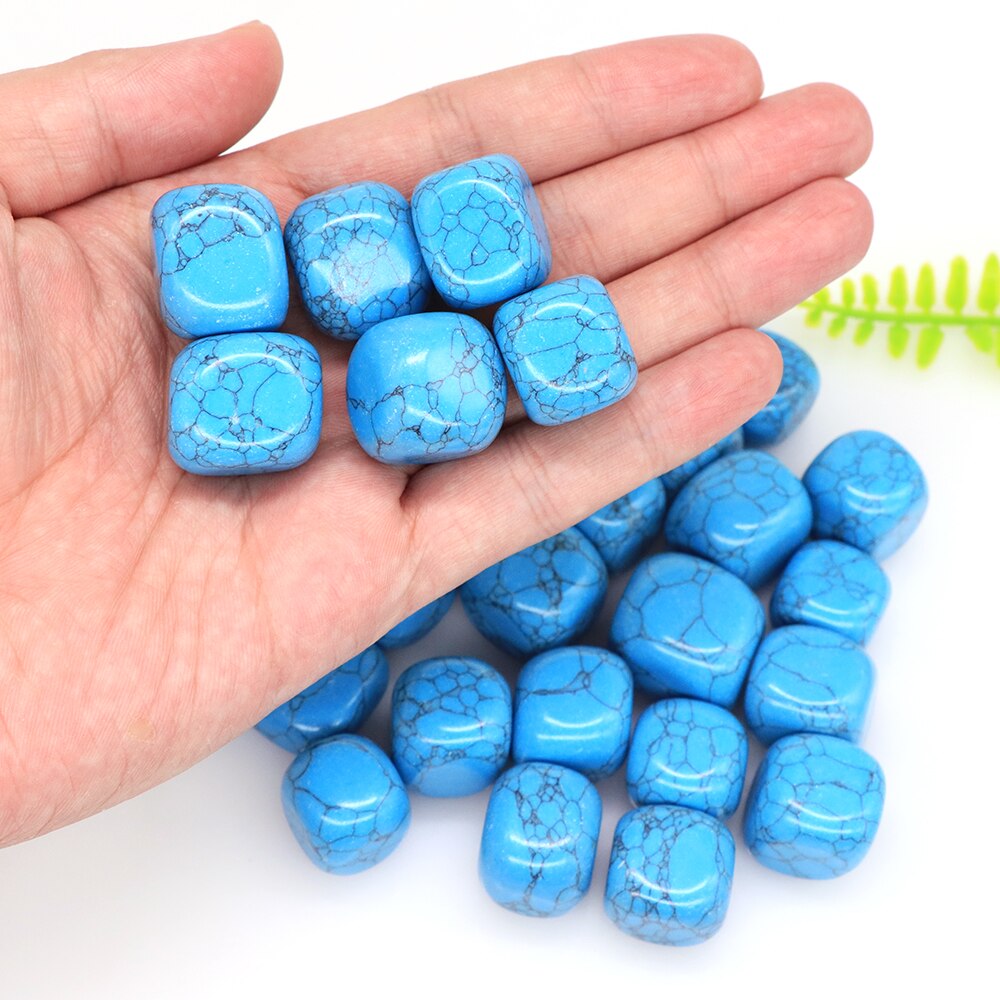 Natural Blue Turquoise Crystal Stone Gravel Specimen Square Polished Reiki Healing Gemstone for Aquarium Fish Tank Home Decor