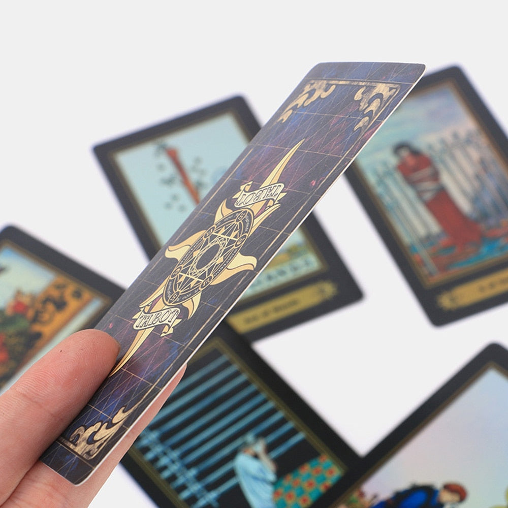 Shinning Big Size Holographic Tarot Cards for Beginners with Guide Book Board Games Catan Runes Psychology Fate Spiritual Deck