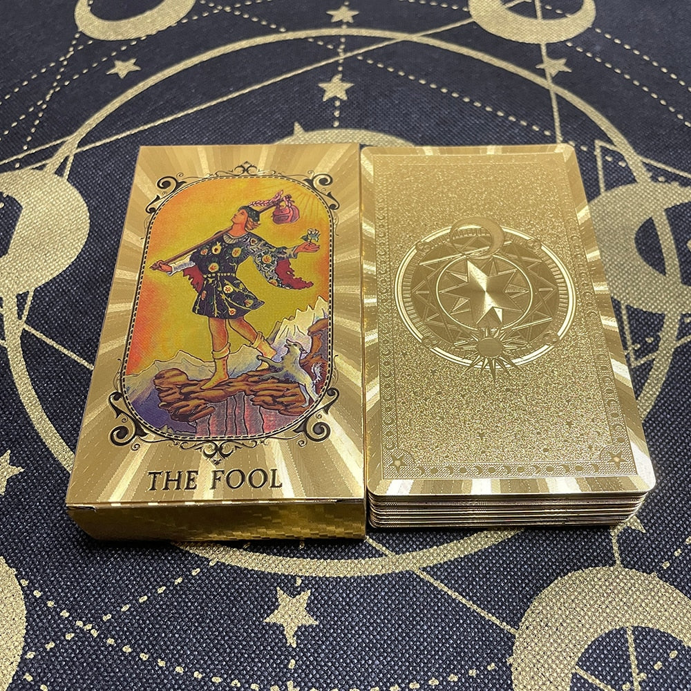 Golden High Quality 12x7cm Tarot Divination Cards Classic for Beginners with Guidebook Big Size Board Deck Runes Divination