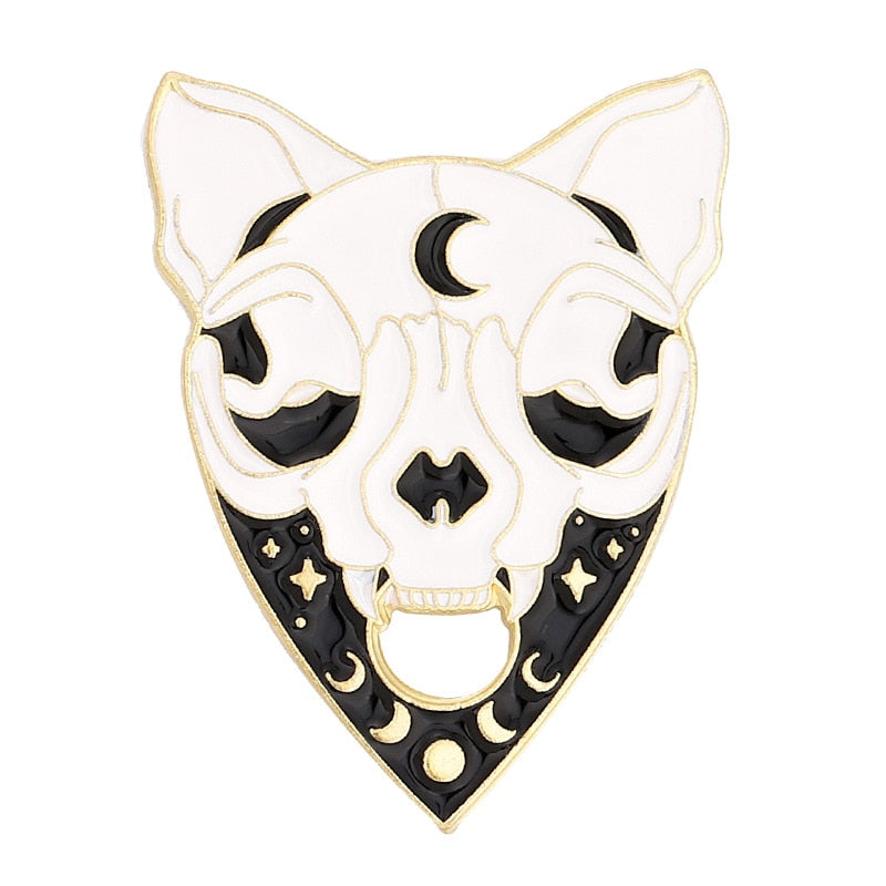 Punk Heart Enamel Pins Witch Ouija Sun Moon Brooches Metal Gothic Black Cat Animal Lapel Badge Jewelry Gift For Friend Wholesale