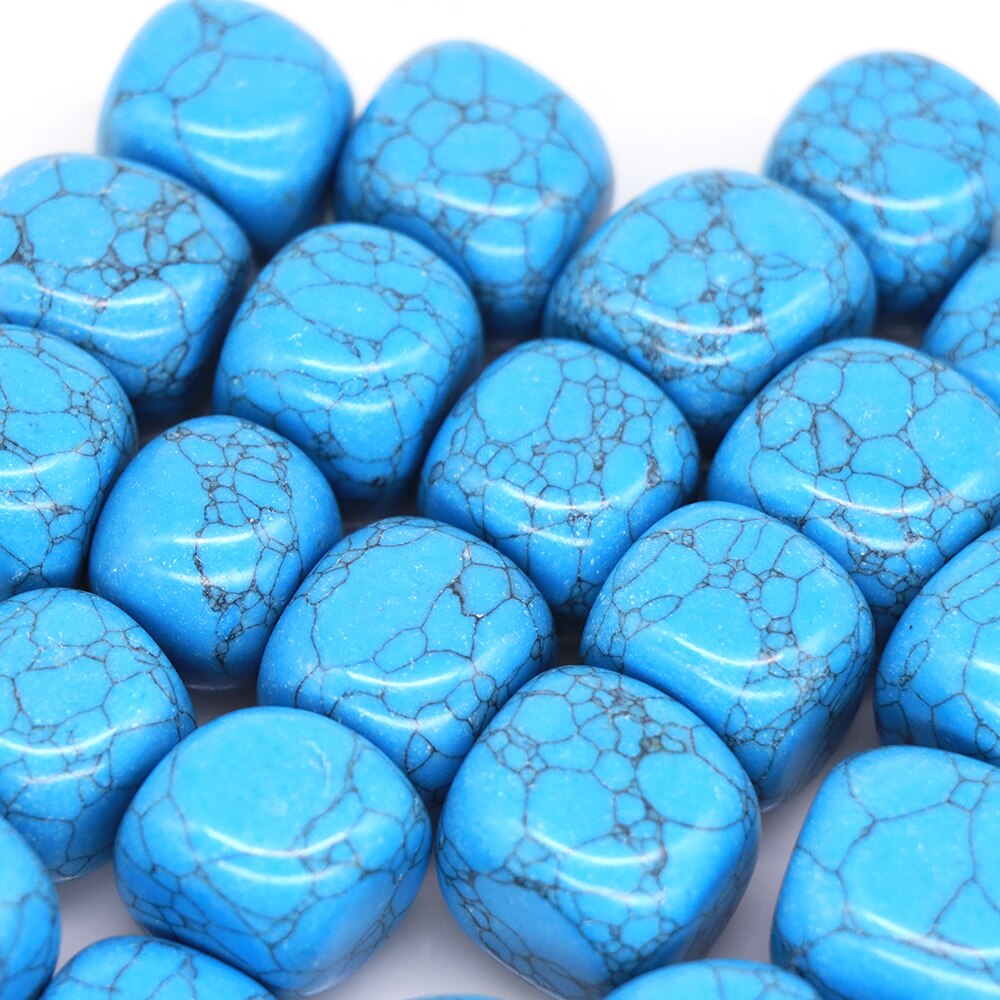 Natural Blue Turquoise Crystal Stone Gravel Specimen Square Polished Reiki Healing Gemstone for Aquarium Fish Tank Home Decor
