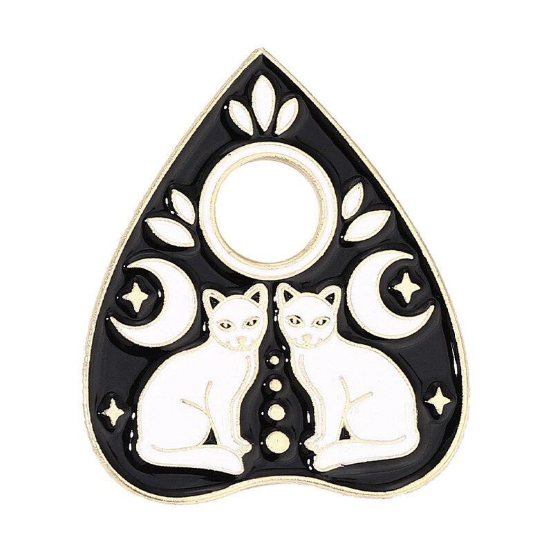 Punk Heart Enamel Pins Witch Ouija Sun Moon Brooches Metal Gothic Black Cat Animal Lapel Badge Jewelry Gift For Friend Wholesale