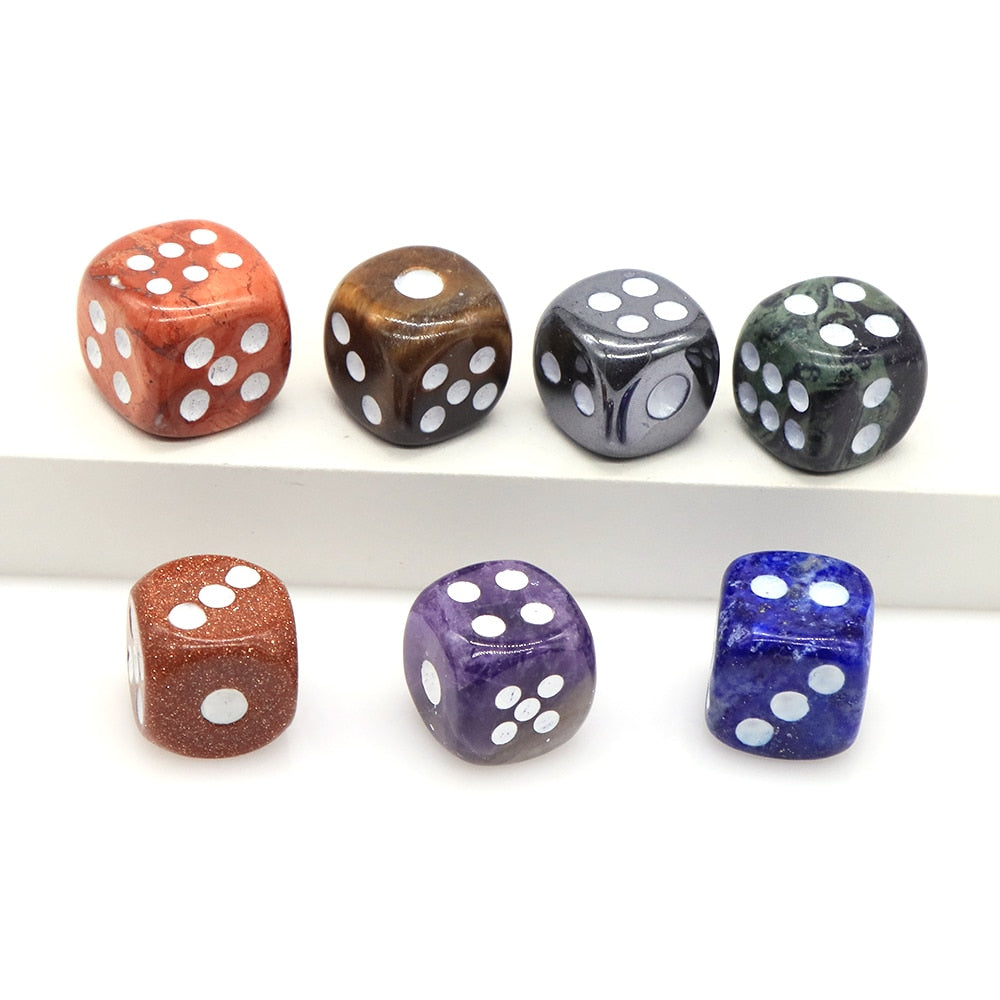 16mm Natural Crystals Stones Amethyst Rose Quartz D6 Playing Games Dice Set Opaque For Bar Pub Club Party Board Entertainment