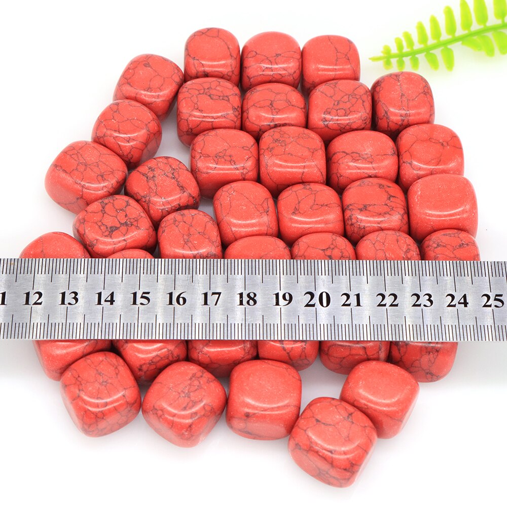 Natural Red Turquoise Crystal Stone Gravel Specimen Square Polished Reiki Healing Gemstone for Aquarium Fish Tank Home Gem Decor