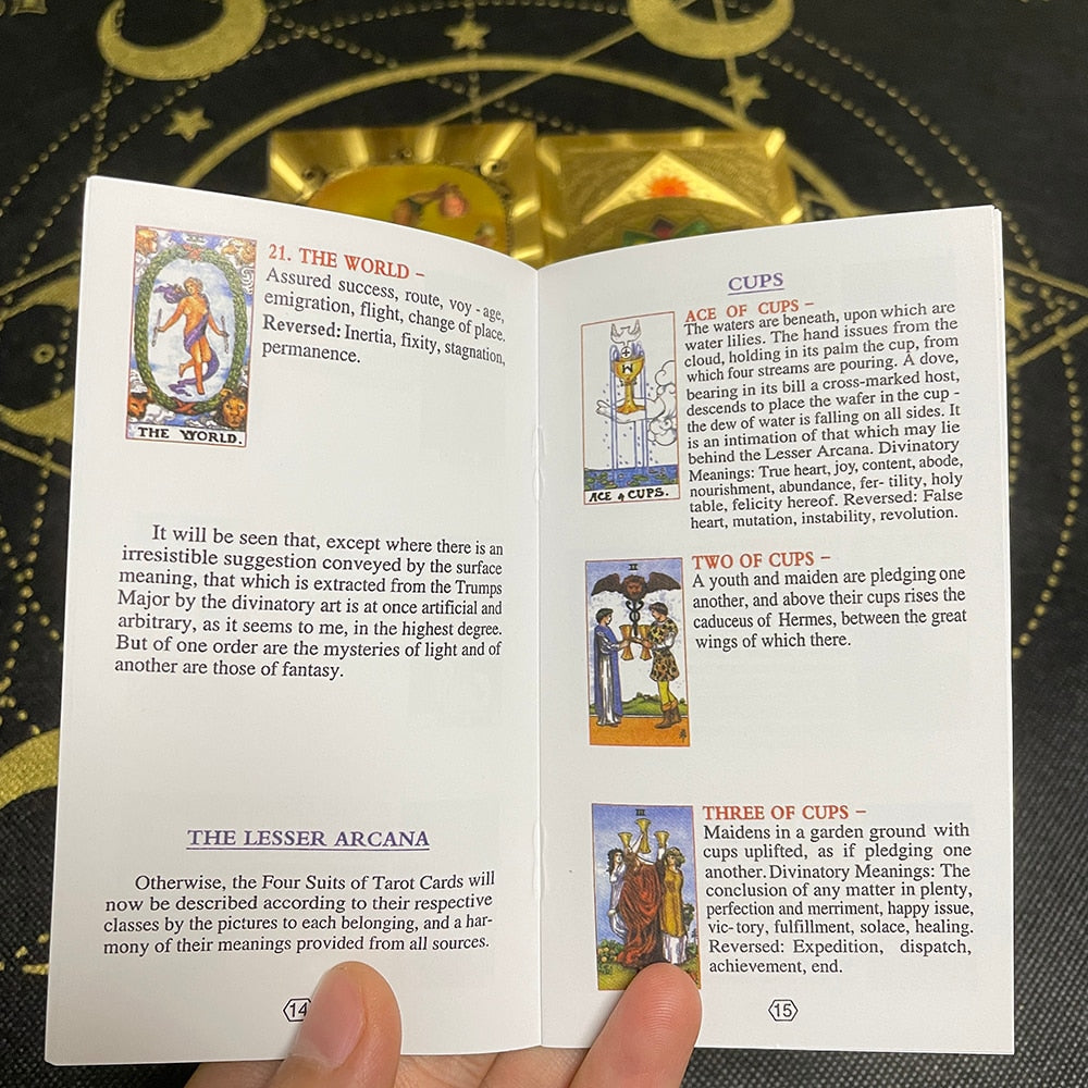 Golden High Quality 12x7cm Tarot Divination Cards Classic for Beginners with Guidebook Big Size Board Deck Runes Divination