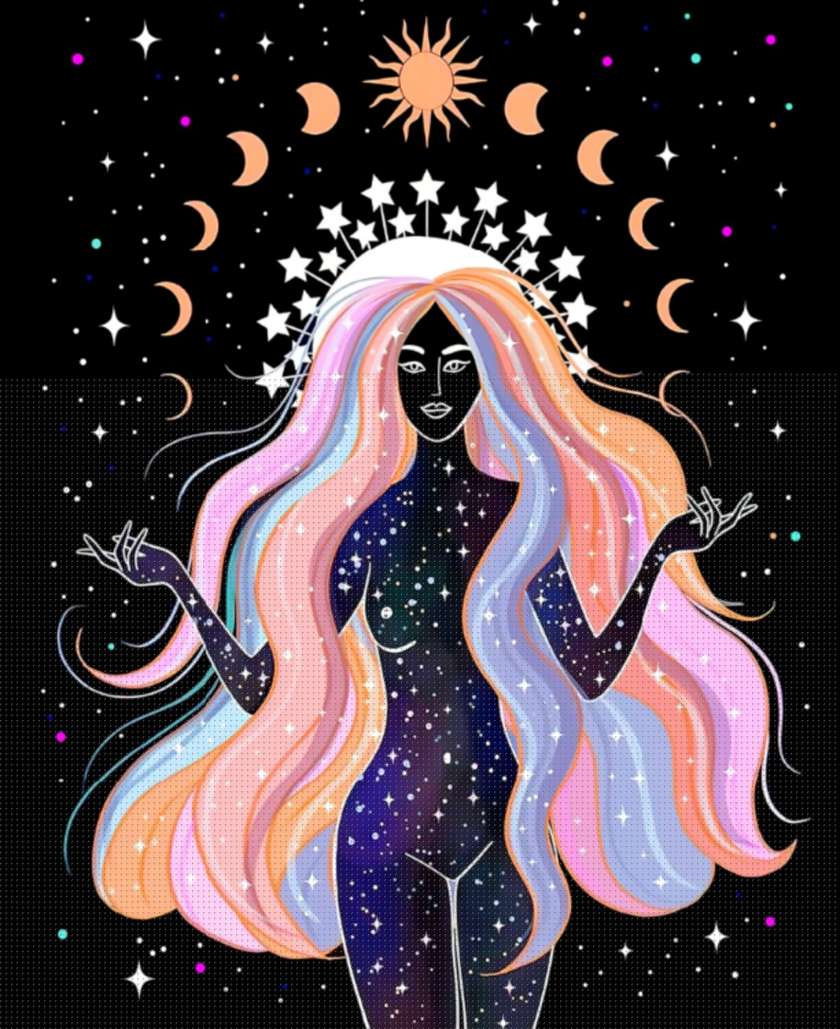 The Sacred Self-Care Oracle Table Cloth Witchcraft Supplies Tarot Spread Alter Cloth Triple Goddess Altare