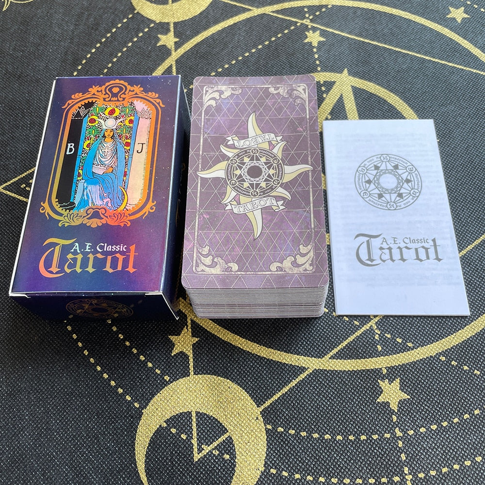 Shinning Big Size Holographic Tarot Cards for Beginners with Guide Book Board Games Catan Runes Psychology Fate Spiritual Deck