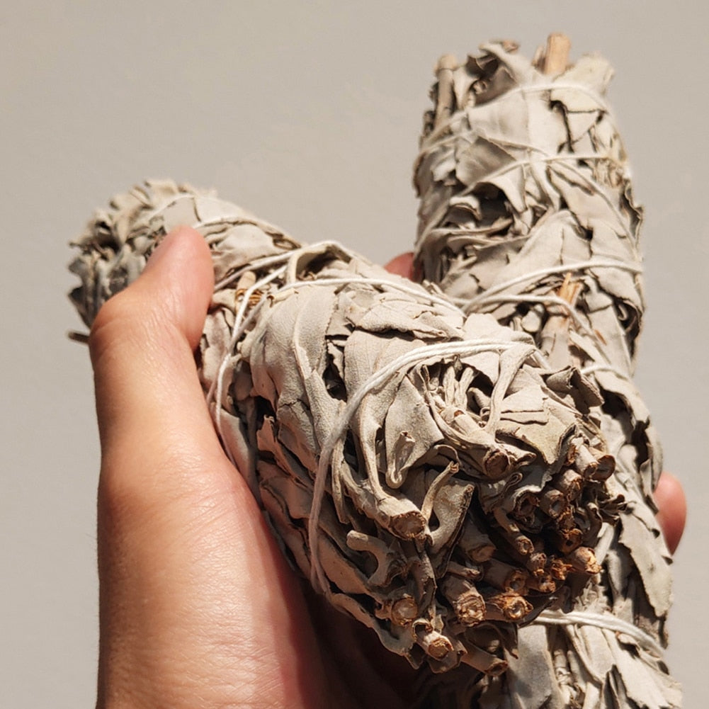 10cm Natural White Sage Bundle Smudge Sticks Pure Grass Indoor Purification Smoky Grass Purification Environment Incense Sticks