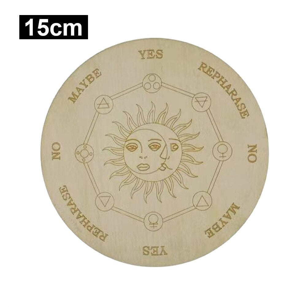 Dreamy Wooden Pendulum Board with Moon Star Divination Energy Carven Plate Healing Meditation Board Altar Ornaments