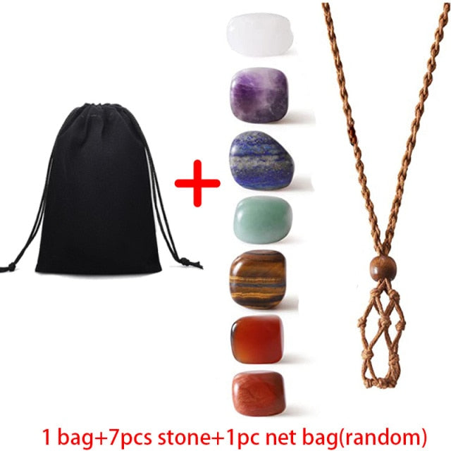 Natural Crystal Chakras Kit Amethyst Stone Healing Meditation Reiki 7 Chakra Yoga Stone Set Collection Gifts Necklace Spiritual