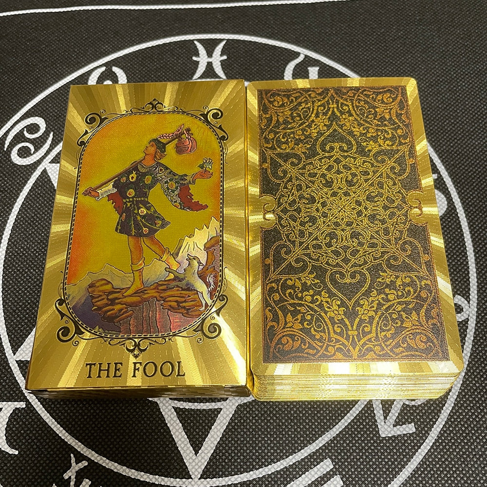 Golden High Quality 12x7cm Tarot Divination Cards Classic for Beginners with Guidebook Big Size Board Deck Runes Divination