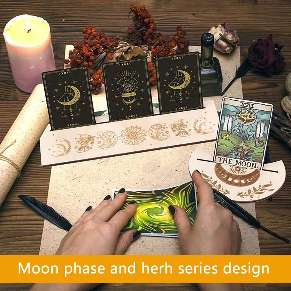 2pcs Wooden Tarot Card Stand Witch Divination Tool Display Rectangle Card Holder Altar Supplies Tarot Card Holder Stand Mount