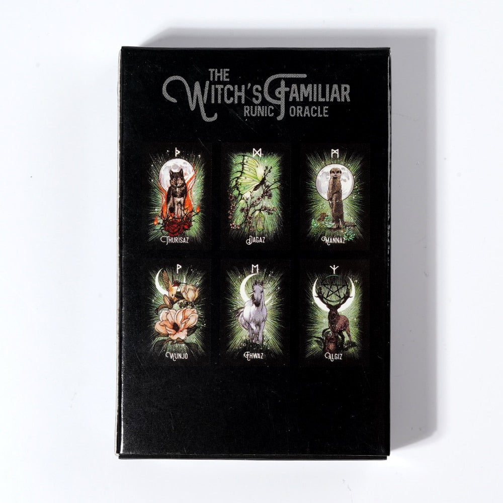 Witch'S Familiar Runic Oracle 24 Card Indie Tarot Deck Runes Rune Cards Animal Oracle Animal Tarot Cards Viking Runes