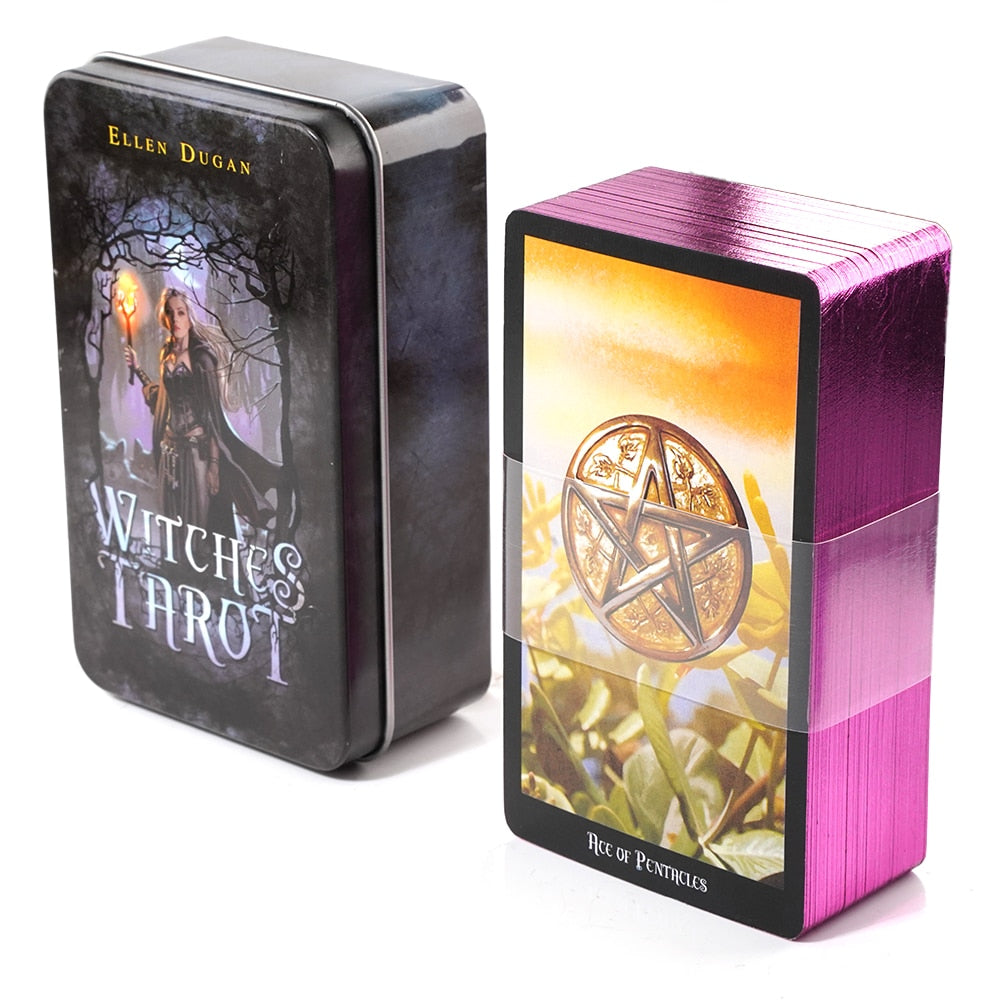 Everyday Witch Tarot Witches in a Tin Metal Box Gold-plated Edge Hot Sell Tarot Cards For Divination Tarot Deck Beautiful Packag