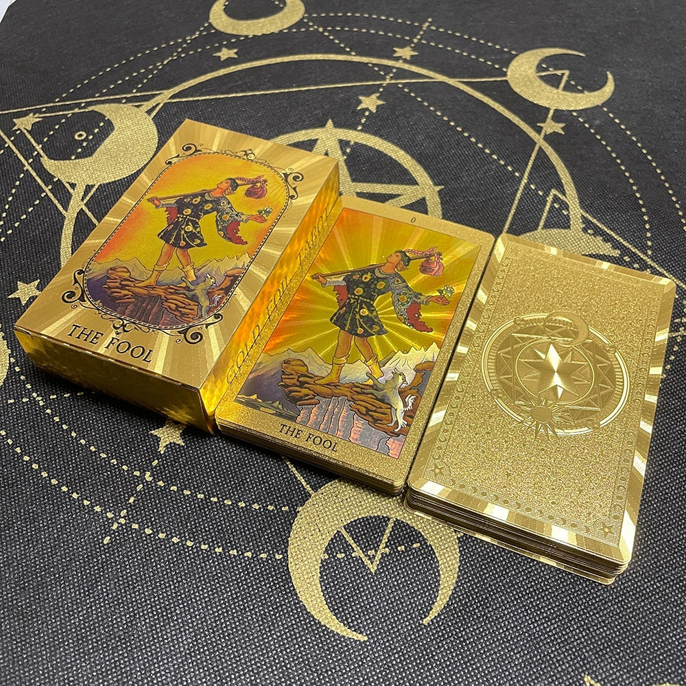 Golden High Quality 12x7cm Tarot Divination Cards Classic for Beginners with Guidebook Big Size Board Deck Runes Divination