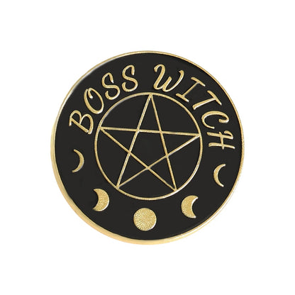 Black Witch Enamel Pins Pentagram Moon Magic Hat Brooches for Women Gothic Punk Lapel Pin Badge Anime Jewelry Gifts Wholesale