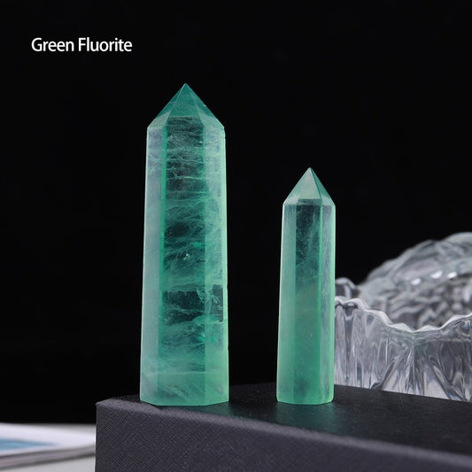 Runyangshi Crystal Hexagonal Prism Crafts Natural Stone Quartz Tower 36 Colors Energy Mineral Wand Home Decoration