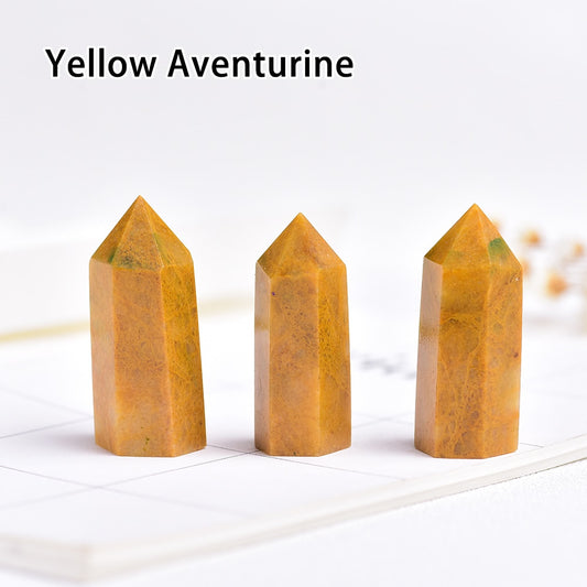 Runyangshi Crystal Hexagonal Prism Crafts Natural Stone Quartz Tower 36 Colors Energy Mineral Wand Home Decoration