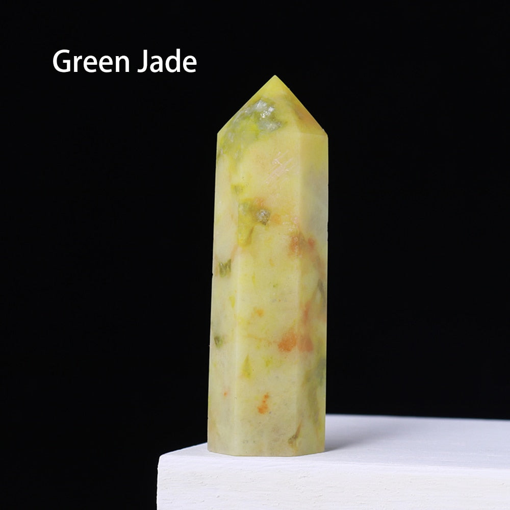 Runyangshi Crystal Hexagonal Prism Crafts Natural Stone Quartz Tower 36 Colors Energy Mineral Wand Home Decoration