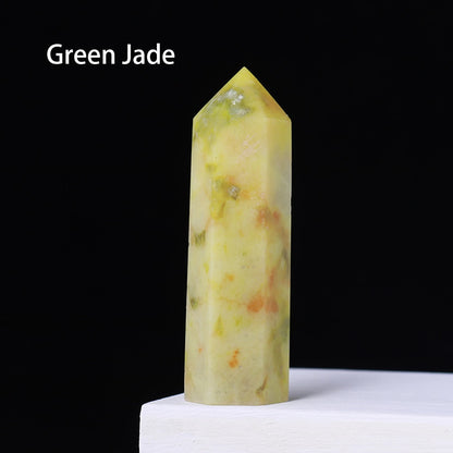 Runyangshi Crystal Hexagonal Prism Crafts Natural Stone Quartz Tower 36 Colors Energy Mineral Wand Home Decoration