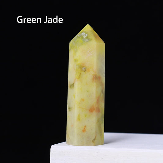 Runyangshi Crystal Hexagonal Prism Crafts Natural Stone Quartz Tower 36 Colors Energy Mineral Wand Home Decoration