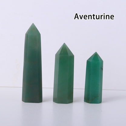 Runyangshi Crystal Hexagonal Prism Crafts Natural Stone Quartz Tower 36 Colors Energy Mineral Wand Home Decoration