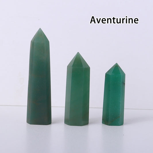 Runyangshi Crystal Hexagonal Prism Crafts Natural Stone Quartz Tower 36 Colors Energy Mineral Wand Home Decoration
