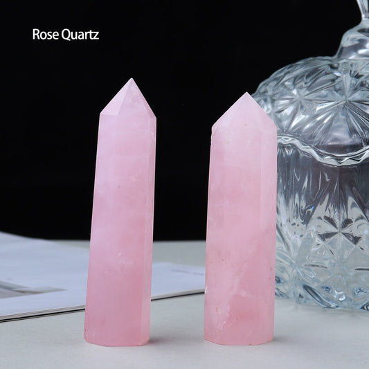 Runyangshi Crystal Hexagonal Prism Crafts Natural Stone Quartz Tower 36 Colors Energy Mineral Wand Home Decoration