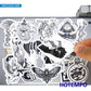 50pcs Gothic Witch Devil Skull Magic Spells Black White Stickers for Phone Laptop Luggage Skateboard Bike Motorcycle Car Sticker