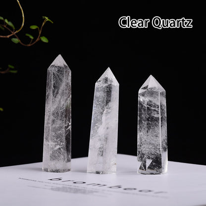 Runyangshi Crystal Hexagonal Prism Crafts Natural Stone Quartz Tower 36 Colors Energy Mineral Wand Home Decoration