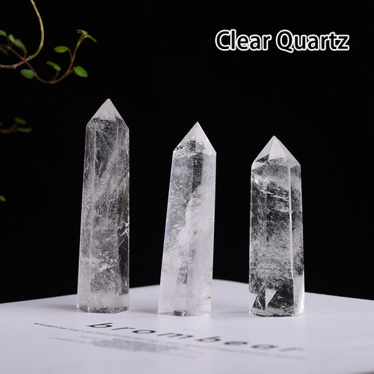 Runyangshi Crystal Hexagonal Prism Crafts Natural Stone Quartz Tower 36 Colors Energy Mineral Wand Home Decoration