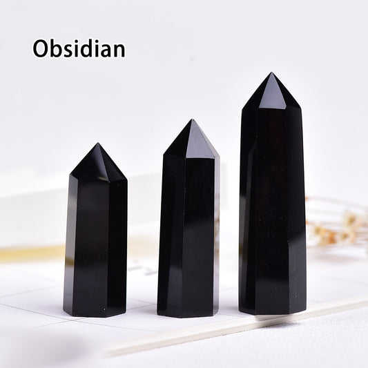 Runyangshi Crystal Hexagonal Prism Crafts Natural Stone Quartz Tower 36 Colors Energy Mineral Wand Home Decoration