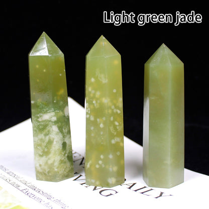 Runyangshi Crystal Hexagonal Prism Crafts Natural Stone Quartz Tower 36 Colors Energy Mineral Wand Home Decoration