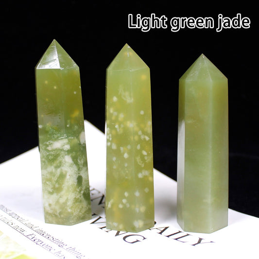 Runyangshi Crystal Hexagonal Prism Crafts Natural Stone Quartz Tower 36 Colors Energy Mineral Wand Home Decoration