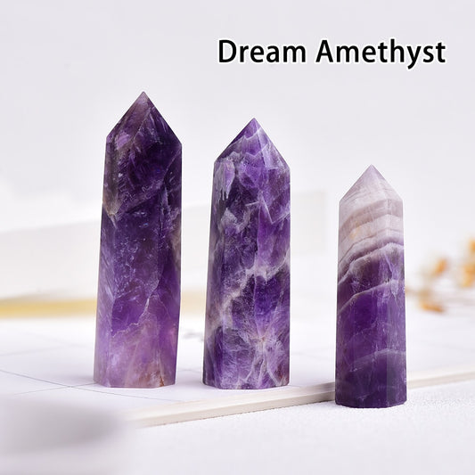 Runyangshi Crystal Hexagonal Prism Crafts Natural Stone Quartz Tower 36 Colors Energy Mineral Wand Home Decoration