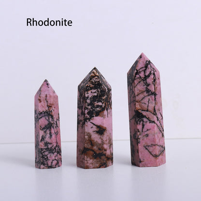 Runyangshi Crystal Hexagonal Prism Crafts Natural Stone Quartz Tower 36 Colors Energy Mineral Wand Home Decoration