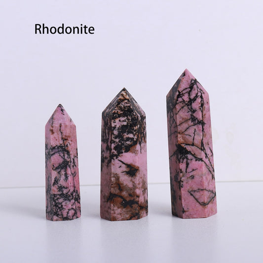 Runyangshi Crystal Hexagonal Prism Crafts Natural Stone Quartz Tower 36 Colors Energy Mineral Wand Home Decoration