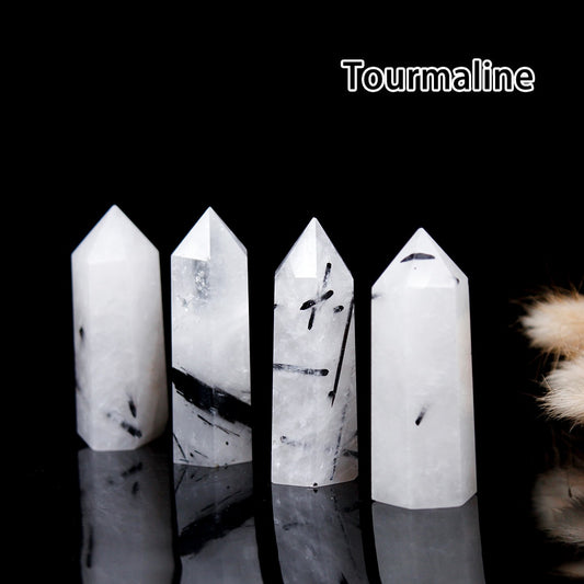 Runyangshi Crystal Hexagonal Prism Crafts Natural Stone Quartz Tower 36 Colors Energy Mineral Wand Home Decoration