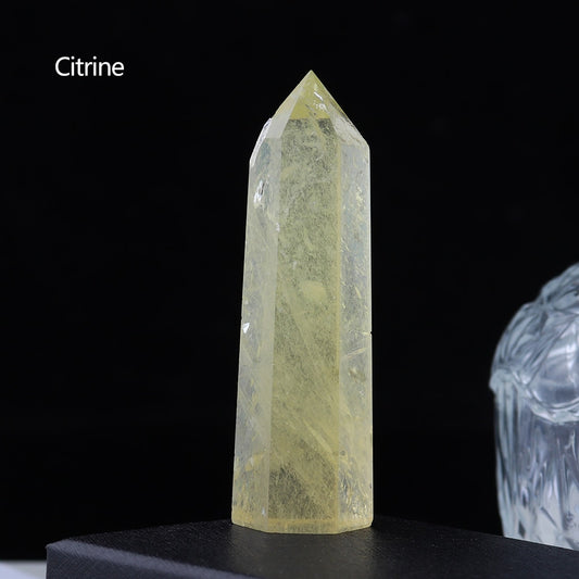 Runyangshi Crystal Hexagonal Prism Crafts Natural Stone Quartz Tower 36 Colors Energy Mineral Wand Home Decoration