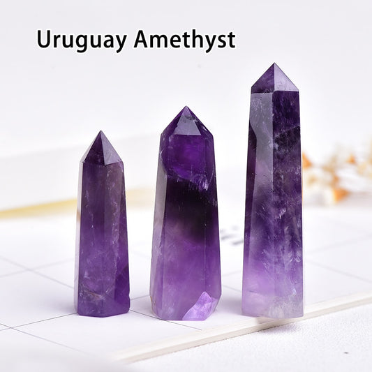 Runyangshi Crystal Hexagonal Prism Crafts Natural Stone Quartz Tower 36 Colors Energy Mineral Wand Home Decoration